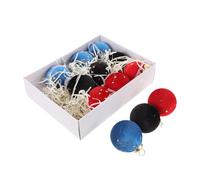 Gatuida 12pcs Flocked Christmas Tree Baubles Soft Plush Holiday Ornaments Red Black Blue for Xmas Tree Wreath Garland Easy to Hang Vibrant Color Party Decorations