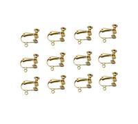 Gatuida 12pcs Golden Non-pierced Earring Components Flat Top with Hole Lightweight Comfortable Jewelry for Women Daily Party Travel Use