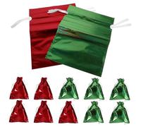 Gatuida 12PCS Holographic Drawstring Gift Bags with Foil Finish Glitter Party Wrapping Pouches for Candy Small Presents Secure Closure for Christmas Holiday Birthday Celebrations