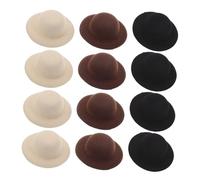 Gatuida 12pcs Mini Top Hat Hair Clips Cowgirl Hat Decoration Hairpins in Black Beige Compact Western Style Barrettes for Daily Wear and Themed Party Accessories