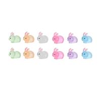 Gatuida 12pcs Miniature Resin Bunny Figures Glow in The Dark, Luminous Easter Animal Statues for DIY and Party Favors, Assorted Colour Decorative Rabbit Figurines for Spring Garden