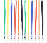 Gatuida 12pcs Plastic Hook Lanyards for Id Badge Holder, Heavy Duty Multi-use Neck Straps with Gold Ribbon, Suitable for Work Badge Cards and Office Staff Use Random Color