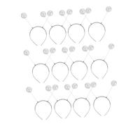 Gatuida 12pcs Silver Glitter Martian Antenna Headbands for Women Comfortable Foam Pom Pom Hair Accessories Flexible Halloween Costume Headdress for Party and Cosplay