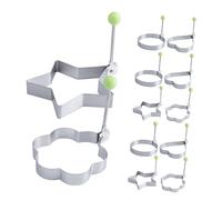 Gatuida 12pcs Stainless Steel Egg Rings Set with Heart Star and Flower Shapes Non-Stick Fried Egg and Pancake Molds for Breakfast Lunch Dinner Cooking Tools