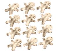 Gatuida 12pcs Wooden Gingerbread Men Cross Stitch Blanks Unfinished Natural Wood Craft Mesh Ornaments for DIY Embroidery Christmas Decorations Crafting