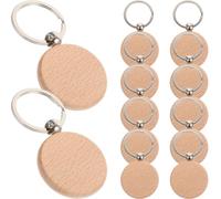 Gatuida 12Pcs Wooden Keychain Blanks DIY Engraving Key Rings Bulk Wood Tags for Crafting and Custom Keychain Making