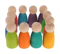 Gatuida 12PCS Wooden Sorting Stacking Toys - Preschool Fine Motor Skill Rainbow Tiny People Figures - Toddler Counting Building Blocks