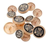 Gatuida 14 Pcs Crown Buttons British Style Metal Alloy Gold Buttons for Coat Suit Jacket 8x15mm and 6x20mm for Wedding Replacement Sewing