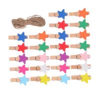 Gatuida 150pcs Mini Wooden Clothespins with Jute Twine Unpainted Star-shaped Pegs for Hanging Photos Laundry and Crafts Compact Portable Clips for Indoor and Outdoor Use