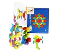 Gatuida 155 Pieces Wooden Geometric Shapes Puzzle for Educational Brain Teaser with Bright Colors Smooth Polished Wood Enhances Hand-eye Coordination and Shape Recognition Skills