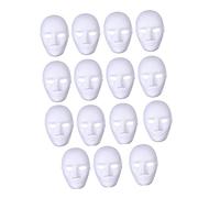 Gatuida 15pcs DIY Blank White Paper Pulp Masks for Halloween Party Full Face Male Design with Elastic Strap Eco Friendly Hip Hop Dance Ghost Cosplay for Masquerade and Costume Events