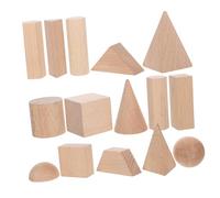 Gatuida 15pcs Shape Blocks Montessori Wooden Geometric Solids for Building Learning for Preschool Elementary Home Education