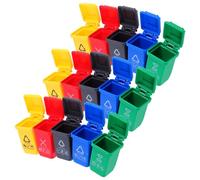 Gatuida 15pcs Toys Trash Can Dollhouse Plastic Dustbin Miniature Accessory - Miniature Garbage Container With Opened Lids Tiny Recycle Bin Model Cleaning Supplies For Toddler