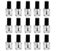 Gatuida 15pcs Transparent Glass Nail Polish Bottles with Brush and Black Cap Portable Containers for DIY Nail Art and Travel Use