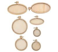 Gatuida 16pcs Mini Wooden Embroidery Hoops Set, Small Crossing Stitch Frames with Double Combination, DIY Craft Pendant Supplies for Cross Stitch Decoration