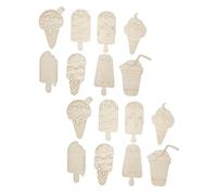 Gatuida 16pcs Unpainted Wooden Ice Cream Shapes DIY Coloring Crafts for Natural Wood Summer Art Activities Enhance Creativity and Fine Motor Skills for Birthday Parties and Family Fun