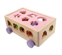 Gatuida 18-Piece Wooden Shape Sorter Car Set for Boys and Girls Educational Building Blocks Geometric Animal Matching for Cognitive Development and Playtime Activities