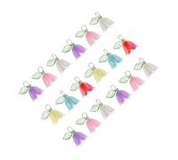 Gatuida 18PCS Lily Flower Charms with Leaf Pendants Colorful Floral Beads for DIY Jewelry Making Bracelets Necklaces Earrings Keychains Crafting Accessories