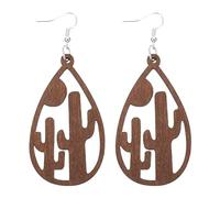 Gatuida 1Pair Chic Wooden Earrings for Women Versatile Ear Chains Simple Decorative Ear Pendants Stylish Geometry Design for Casual Formal Wear Unique for Girlfriends and Mothers