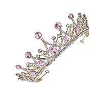 Gatuida 1Pc Bridal Crown Large Rhinestone Headdress for Weddings Birthdays Banquets Pink Luxurious Lightweight Design for Bridal Hair Accessories and Special Occasions