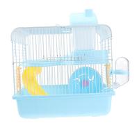 Gatuida 1pc Double Layer Hamster Cage Portable Acrylic Pet House for Small Animals Chinchilla Hamster House Light Blue with Running Wheel Leakproof Water Jug
