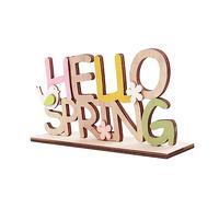 Gatuida 1PC Hello Spring Wooden Letters Decor Easter Themed Craftwork Premium Alphabet Board Ornaments for Home Party Decoration Unique Desktop Centerpiece