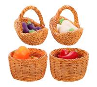Gatuida 1Set Dollhouse Mini Vegetable Decor - Artificial Miniature Pumpkin Eggplant Radish and Pepper in Basket Models DIY Dollhouse Market Scene Photo Prop
