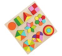 Gatuida 1Set Rainbow Building Blocks Wooden Educational Shape Puzzle for Montessori Geometry Learning Enhances Cognitive Skills Creativity Safe Smooth Surface