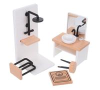 Gatuida 1Set Scale Miniature Sink Shower Room Towel Rack Dressing Stool Realistic DIY Dollhouse Furniture