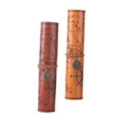 Gatuida 1set Treasure Pattern Pencil Bag Retro Rollup Pouch for Artists Students Writers Pu Material for Deep Brown Brown Color Options 2pcs