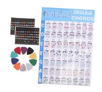 Gatuida 1Set Ukulele Chord Chart with Removable Fretboard Stickers Multistyle Picks Beginner Friendly Learning Tools for Personal Practice Group Teaching