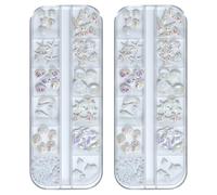 Gatuida 2 Boxes Beach Nail Charms - Ocean-Themed Nail Art Accessories with Seashells Conch Sea Star Coconut Tree Pearls 12-Grid Box - 3D Manicure Jewelry for Women Summer Vacation