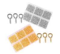 Gatuida 2 Boxes DIY Pendant Making Eye Screw Hooks Mixed Silver Gold Iron Screw in Spikes for Handcraft Jewelry Threaded Bolt Hooks for Necklace Earrings Wire Hanging