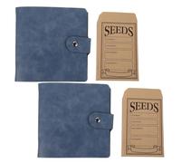 Gatuida 2 Pcs 5-Inch Seed Organizer Binder with PU Leather Cover 2-Ring Plant Seed Storage Album with 100 Sealing Envelopes