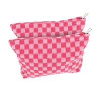 Gatuida 2 Pcs Checkered Makeup Bag Zippered Makeup Organizer Pouches for Women Large Capacity Travel Cosmetic Storage with Stylish Colorblock Design Multipurpose Toiletry and Jewelry