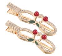 Gatuida 2 Pcs Cherry Hair Clips with Sparkling Rhinestones Non-slip Alligator Grip Duckbill Barrettes for Women and Stable Hold for Managing Flyaways Stylish Hair Accessories