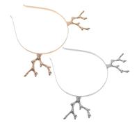 Gatuida 2 Pcs Christmas Antler Hairhoops Metal Alloy Xmas Hairband Party Accessories for Adults Lovely Cartoon Style Headwear for Holiday Celebrations and Costume Parties