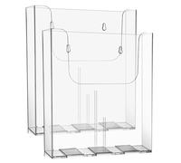 Gatuida 2 Pcs Clear Acrylic Wall-mounted Flyer Holder for Office and Mall Space-saving Magazine File Organizer with Robust Design Wall Storage Brochure Display Rack for Exhibition and