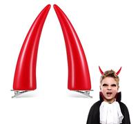 Gatuida 2 Pcs Demon Horn Hair Clips Red Alligator Clips for Cosplay Halloween Parties Events Sturdy Eye Catching Accessories for Costume Enhancements