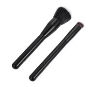 Gatuida 2 Pcs Double-layer Fiber Flat Blush Makeup Brush with Wooden Handle Lightweight Portable Blusher Brushes for Beauty Bloggers Makeup Artists for Natural Powder Transition