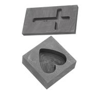 Gatuida 2 Pcs Heart Shaped Graphite Casting Ingot Molds for Copper and Silver with Cross Shape Design Suitable for DIY Casting Projects
