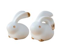 Gatuida 2 Pcs White Ceramic Rabbit Figurines Lifelike Animal Ornament for Desktop Shelf Decoration Lightweight Bunny Craft for Home Garden Table Accent Rabbit Lovers