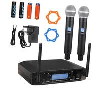 Gatuida 2 Pcs Wireless Microphones Dual Uhf Cordless Vocal Mic System with Two Connection Wide Compatibility for Live Performances Speeches Karaoke Parties and Outdoor Events Uk Plug