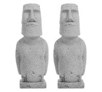 Gatuida 2 Pieces Mini Moai Statue Decoration, Realistic Stone Design, Sandstone Surface for Home, Garden and Aquarium Landscaping