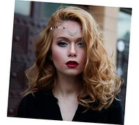 Gatuida 2 Pieces Vintage Forehead Chain Hollow Moon Pattern, Natural Stone Crystal Hair Accessory, Bridal Headdress Set for Wedding and Birthday, Antique Copper and Silver Black Crystals