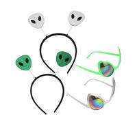 Gatuida 2 Sets Dressing Props Halloween Costumes Glasses Glitter Antenna Head Boppers Martian Antenna Headband Space Theme Cosplay Headband Space Themed Party Favors Plastic