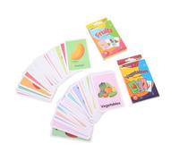 Gatuida 2 Sets Flash Cards Educational Learning for Cognitive Picture Word Cards with Fruits and Vegetables Speech Therapy Materials for Hand Eye Coordination and Color Recognition