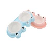 Gatuida 2 Sets Frog Shaped Double Pet Feeder Bowls with Non Slip Base Plastic Cat Food and Water Bowls Set for Kittens Small Dogs and Ant Outdoor Feeding Easy to Clean