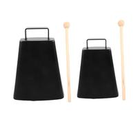 Gatuida 2 Sets Metal Cowbell with Stick Hand Percussion Instruments Black Noise Makers Lightweight for Drum Sporting Events Weddings Concerts Early Music Education