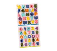 Gatuida 2 Sets Wooden Educational Puzzle Alphabet Number Jigsaw for Early Learning Color Recognition Hand-eye Coordination Montessori Style Blocks for Boys